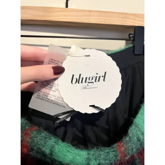 NWT Blugirl Blumarine Plaid Mohair Wool Blend Pleated Midi Preppy Skirt M - Picture 10 of 14